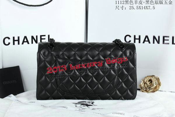 Chanel 2.55 Series Flap Bags Sheepskin Leather A1112 Black Chanel 2.55 Series Flap Bags Sheepskin Leather A1112 Black
