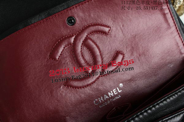 Chanel 2.55 Series Flap Bags Sheepskin Leather A1112 Black Chanel 2.55 Series Flap Bags Sheepskin Leather A1112 Black