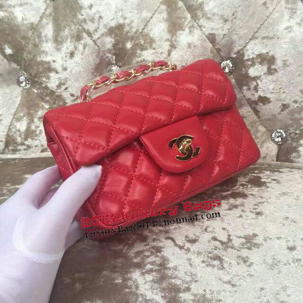 Chanel Classic MINI Flap Bag Sheepskin Leather A1115 Red Chanel Classic MINI Flap Bag Sheepskin Leather A1115 Red