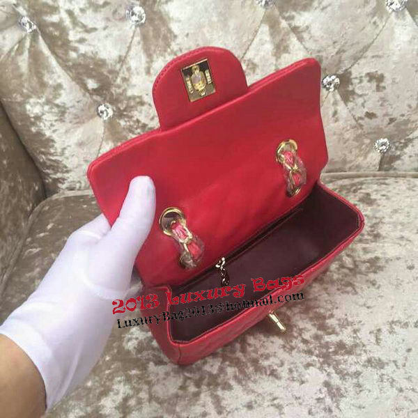 Chanel Classic MINI Flap Bag Sheepskin Leather A1115 Red Chanel Classic MINI Flap Bag Sheepskin Leather A1115 Red