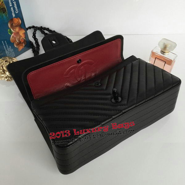 Chanel Lambskin Chevron Quilting Classic Flap Bag AO1112 Black Chanel Lambskin Chevron Quilting Classic Flap Bag AO1112 Black