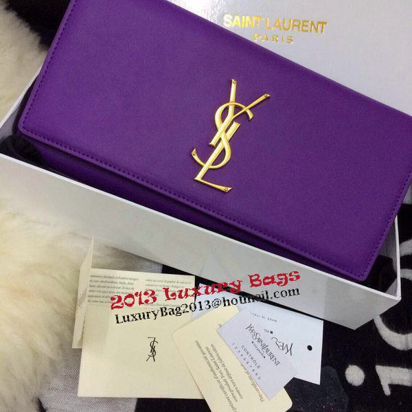 Yves Saint Laurent Classic Monogramme Clutch 30210 Purple Yves Saint Laurent Classic Monogramme Clutch 30210 Purple