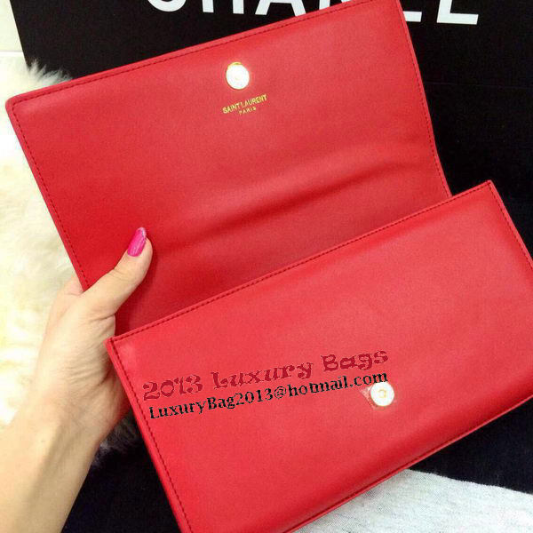 Yves Saint Laurent Classic Monogramme Clutch 30210 Red Yves Saint Laurent Classic Monogramme Clutch 30210 Red