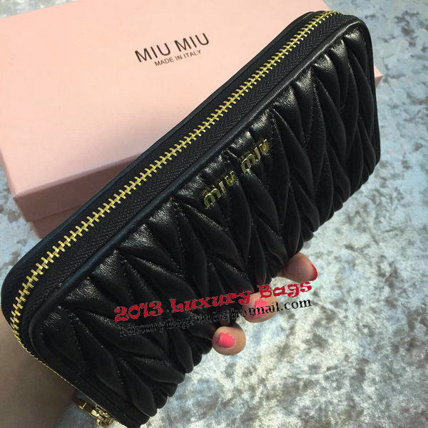 miu miu Matelasse Nappa Leather Wallet MM30150 Black miu miu Matelasse Nappa Leather Wallet MM30150 Black