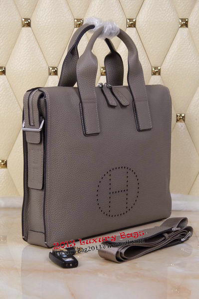 Hermes Briefcase Original Grainy Leather H8813T Grey Hermes Briefcase Original Grainy Leather H8813T Grey