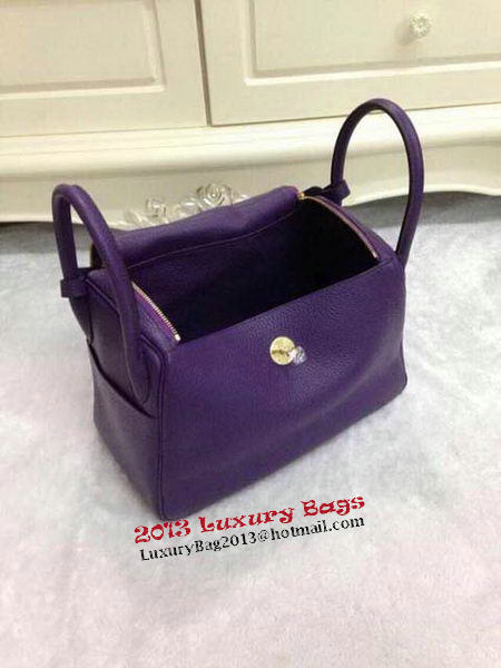 Hermes Lindy 30CM Purple Leather Shoulder Bag HLD30 Gold Hermes Lindy 30CM Purple Leather Shoulder Bag HLD30 Gold