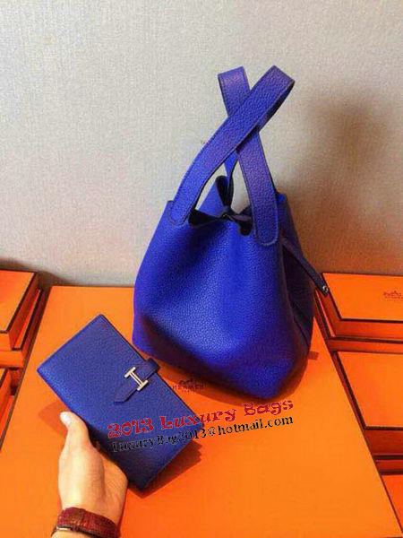 Hermes Picotin Lock 22cm Bags Litchi Leather HPT22 Blue Hermes Picotin Lock 22cm Bags Litchi Leather HPT22 Blue