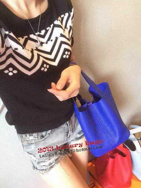 Hermes Picotin Lock 22cm Bags Litchi Leather HPT22 Blue Hermes Picotin Lock 22cm Bags Litchi Leather HPT22 Blue