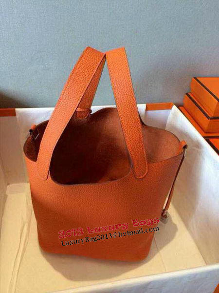 Hermes Picotin Lock 22cm Bags Litchi Leather HPT22 Orange Hermes Picotin Lock 22cm Bags Litchi Leather HPT22 Orange