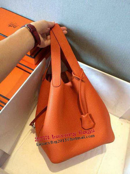 Hermes Picotin Lock 22cm Bags Litchi Leather HPT22 Orange Hermes Picotin Lock 22cm Bags Litchi Leather HPT22 Orange