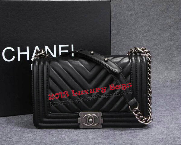 Boy Chanel Flap Shoulder Bag Herringbone Stitching CHA6817 Black Boy Chanel Flap Shoulder Bag Herringbone Stitching CHA6817 Black
