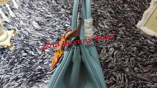 Hermes Birkin 30CM Tote Bags Litchi Leather H30LI Skyblue Hermes Birkin 30CM Tote Bags Litchi Leather H30LI Skyblue