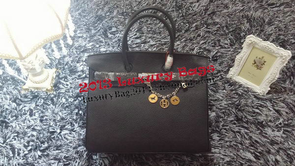 Hermes Birkin 35CM Tote Bag Litchi Leather HB35GL Black Hermes Birkin 35CM Tote Bag Litchi Leather HB35GL Black