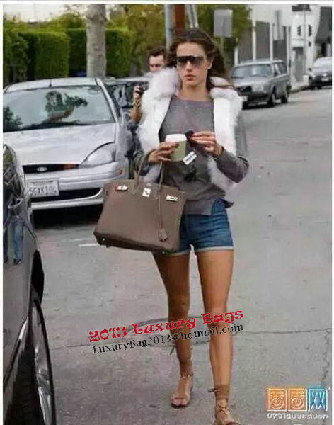 Hermes Birkin 35CM Tote Bag Litchi Leather HB35GL Grey Hermes Birkin 35CM Tote Bag Litchi Leather HB35GL Grey