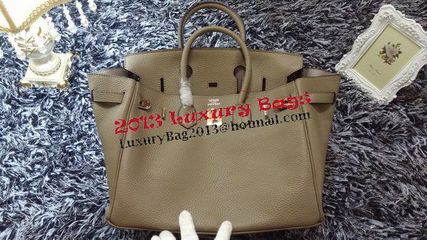 Hermes Birkin 35CM Tote Bag Litchi Leather HB35GL Grey Hermes Birkin 35CM Tote Bag Litchi Leather HB35GL Grey