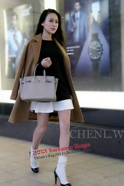 Hermes Birkin 35CM Tote Bag Litchi Leather HB35GL Grey Hermes Birkin 35CM Tote Bag Litchi Leather HB35GL Grey