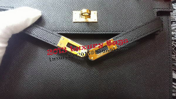 Hermes MINI Kelly 22cm Tote Bag Calf Leather K011 Black Hermes MINI Kelly 22cm Tote Bag Calf Leather K011 Black