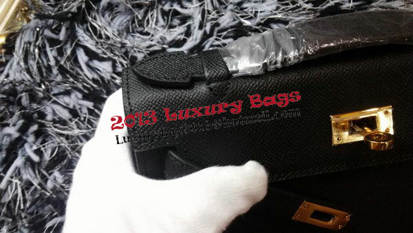 Hermes MINI Kelly 22cm Tote Bag Calf Leather K011 Black Hermes MINI Kelly 22cm Tote Bag Calf Leather K011 Black