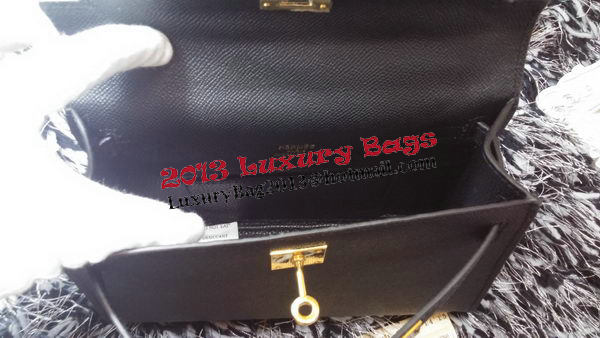 Hermes MINI Kelly 22cm Tote Bag Calf Leather K011 Black Hermes MINI Kelly 22cm Tote Bag Calf Leather K011 Black