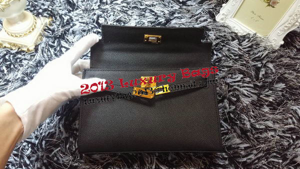Hermes MINI Kelly 22cm Tote Bag Calf Leather K011 Black Hermes MINI Kelly 22cm Tote Bag Calf Leather K011 Black