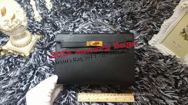 Hermes MINI Kelly 22cm Tote Bag Calf Leather K011 Black Hermes MINI Kelly 22cm Tote Bag Calf Leather K011 Black