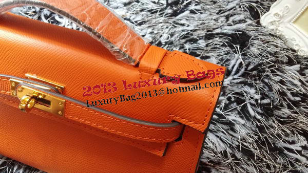 Hermes MINI Kelly 22cm Tote Bag Calf Leather K011 Orange Hermes MINI Kelly 22cm Tote Bag Calf Leather K011 Orange