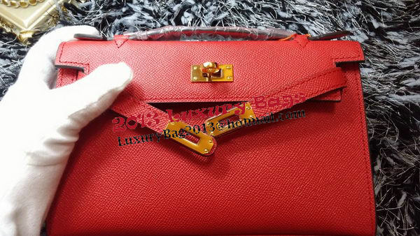 Hermes MINI Kelly 22cm Tote Bag Calf Leather K011 Red