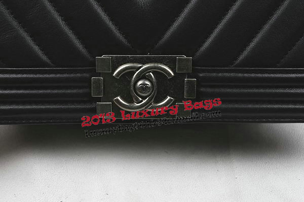 Boy Chanel Flap Bag Calfskin Chevron Quilting A67025 Black Boy Chanel Flap Bag Calfskin Chevron Quilting A67025 Black