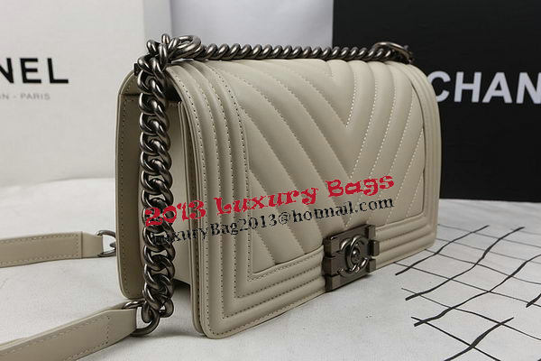 Boy Chanel Flap Bag Calfskin Chevron Quilting A67025 OffWhite Boy Chanel Flap Bag Calfskin Chevron Quilting A67025 OffWhite