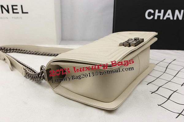 Boy Chanel Flap Bag Calfskin Chevron Quilting A67025 OffWhite Boy Chanel Flap Bag Calfskin Chevron Quilting A67025 OffWhite