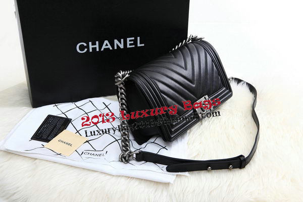 Boy Chanel Flap Bag Calfskin Chevron Quilting A67086 Black Boy Chanel Flap Bag Calfskin Chevron Quilting A67086 Black