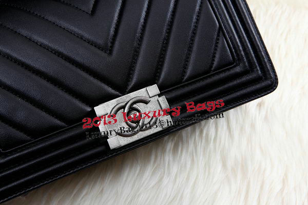 Boy Chanel Flap Bag Calfskin Chevron Quilting A67086 Black Boy Chanel Flap Bag Calfskin Chevron Quilting A67086 Black