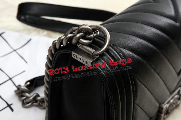 Boy Chanel Flap Bag Calfskin Chevron Quilting A67086 Black Boy Chanel Flap Bag Calfskin Chevron Quilting A67086 Black