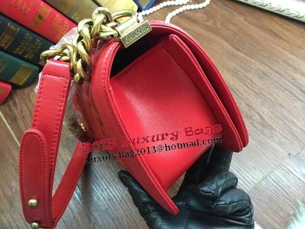 Boy Chanel Flap Shoulder Bag Sheepskin Leather A67086 Red Boy Chanel Flap Shoulder Bag Sheepskin Leather A67086 Red