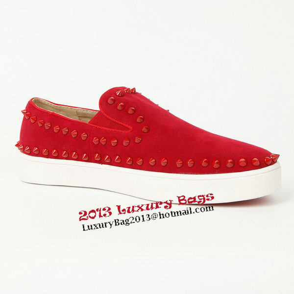 Christian Louboutin Casual Shoes Suede Leather CL907 Red Christian Louboutin Casual Shoes Suede Leather CL907 Red
