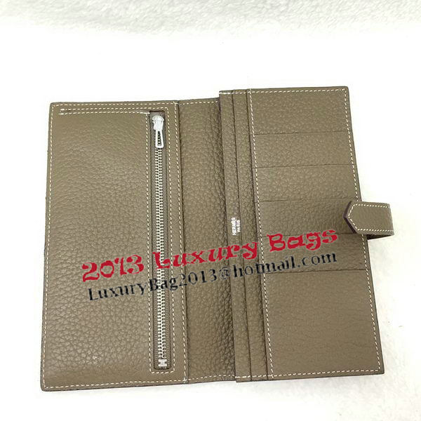 Hermes Bearn Japonaise Bi-Fold Wallet Litchi Leather A208 Khaki Hermes Bearn Japonaise Bi-Fold Wallet Litchi Leather A208 Khaki