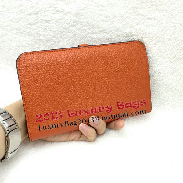 Hermes Dogon Combined Wallet Litchi Leather A508 Orange Hermes Dogon Combined Wallet Litchi Leather A508 Orange