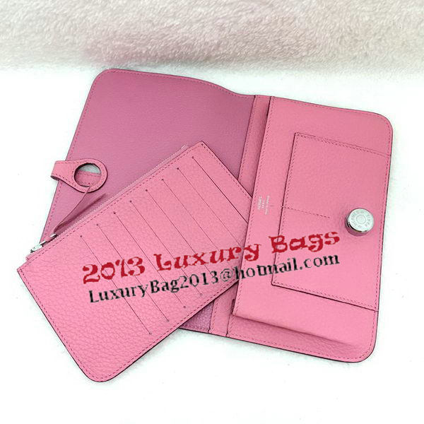 Hermes Dogon Combined Wallet Litchi Leather A508 Pink Hermes Dogon Combined Wallet Litchi Leather A508 Pink