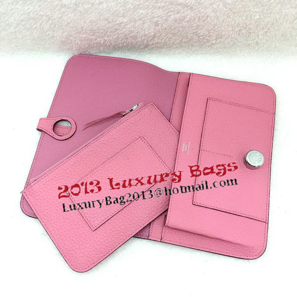 Hermes Dogon Combined Wallet Litchi Leather A508 Pink Hermes Dogon Combined Wallet Litchi Leather A508 Pink