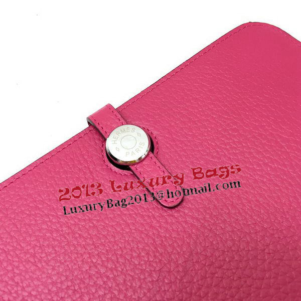 Hermes Dogon Combined Wallet Litchi Leather A508 Rose Hermes Dogon Combined Wallet Litchi Leather A508 Rose