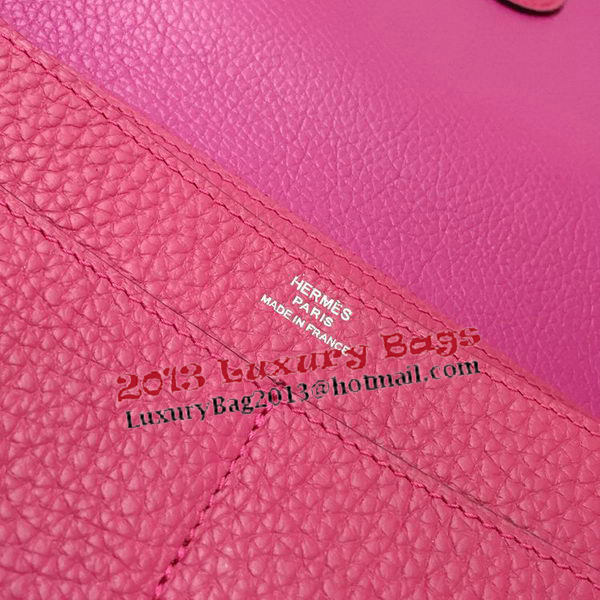 Hermes Dogon Combined Wallet Litchi Leather A508 Rose Hermes Dogon Combined Wallet Litchi Leather A508 Rose