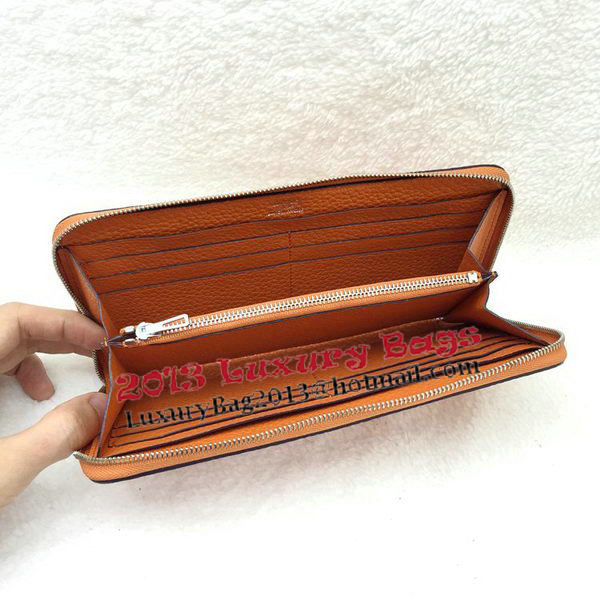 Hermes Evelyn Long Zip Wallet Litchi A808 Orange