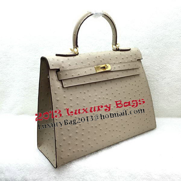 Hermes Kelly 32cm Shoulder Bag Ostrich Leather K32LI Apricot