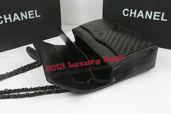 Chanel Classic Flap Bag Sheepskin Chevron Quilting A1113 Black Chanel Classic Flap Bag Sheepskin Chevron Quilting A1113 Black