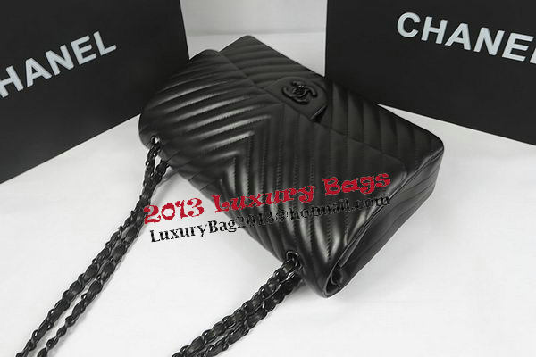 Chanel Classic Flap Bag Sheepskin Chevron Quilting A1113 Black Chanel Classic Flap Bag Sheepskin Chevron Quilting A1113 Black