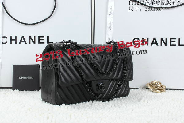Chanel Classic Flap Bag Lambskin Chevron Quilting A01112 Black Chanel Classic Flap Bag Lambskin Chevron Quilting A01112 Black