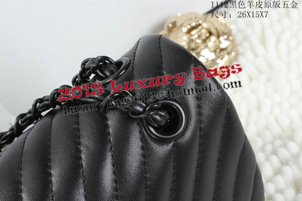 Chanel Classic Flap Bag Lambskin Chevron Quilting A01112 Black Chanel Classic Flap Bag Lambskin Chevron Quilting A01112 Black