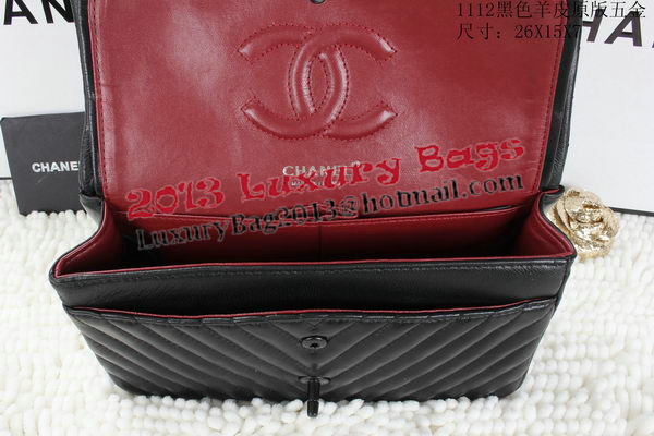 Chanel Classic Flap Bag Lambskin Chevron Quilting A01112 Black Chanel Classic Flap Bag Lambskin Chevron Quilting A01112 Black