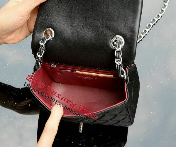 Chanel Classic MINI Flap Bag Black Sheepskin A37585 Silver Chanel Classic MINI Flap Bag Black Sheepskin A37585 Silver