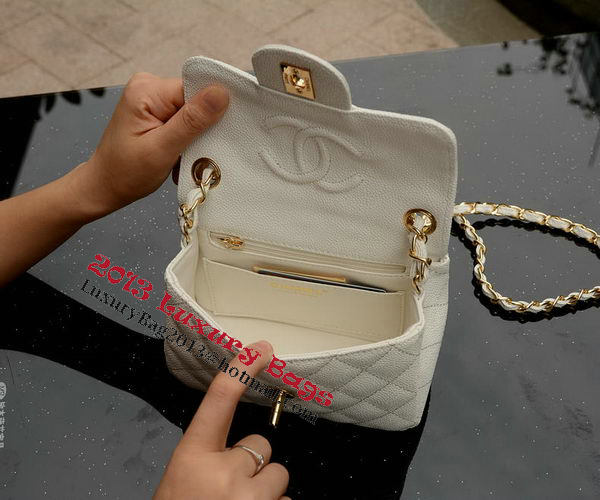 Chanel Classic MINI Flap Bag White Cannage Pattern A1115 Gold Chanel Classic MINI Flap Bag White Cannage Pattern A1115 Gold